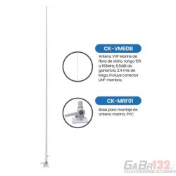 Antena Base Banda Marina VHF de 6,5dBi en Fibra de Vidrio